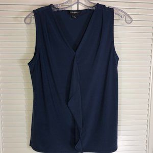 Roz & Ali Slate Blue Top w/front ruffle